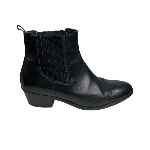 J Crew Women’s Black Leather Chelsea Moto Ankle Boots Size 5.5‎ Western Y2K - Picture 1 of 7
